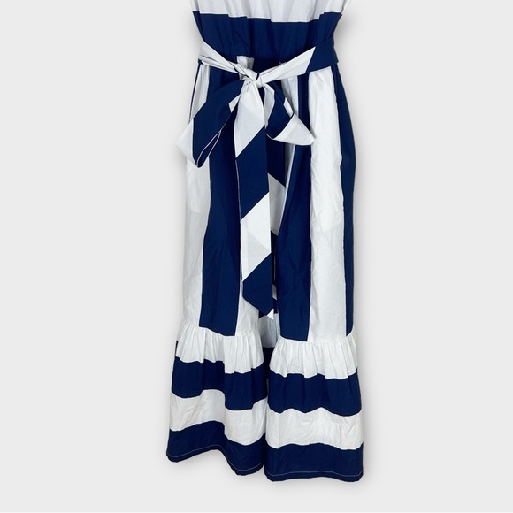 J. Crew Striped Poplin Midi Dress Navy and White Size 10 CA438 New - Picture 6 of 11
